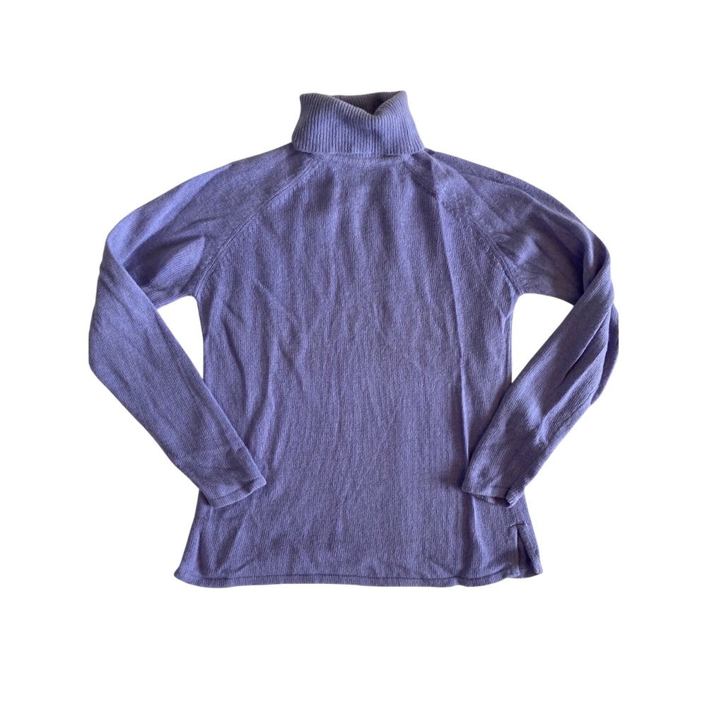 Jeanne Pierre Lavender Purple Lambswool Angora Turtleneck Sweater Side Slit M